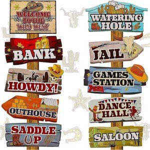 20 Pieces Western Party Directional Sign Western Cowboy Theme Wild West Party
